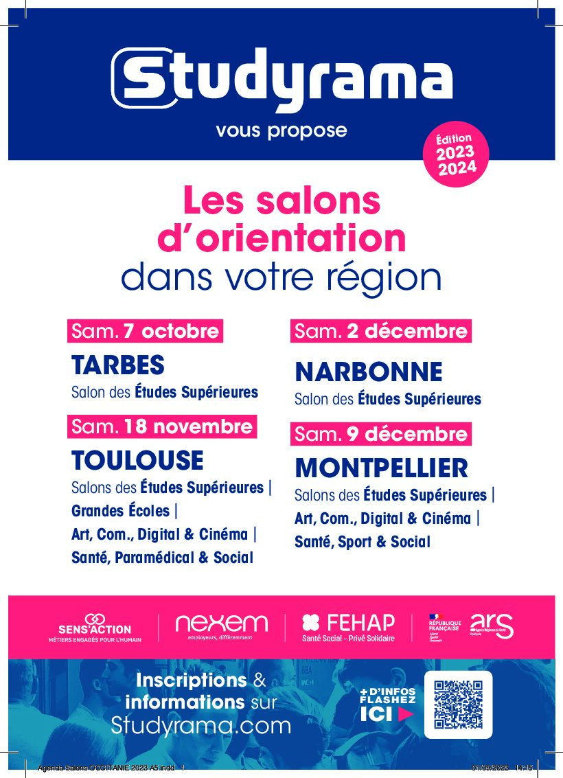 SENS’ACTION participe aux salons Studyrama en Occitanie